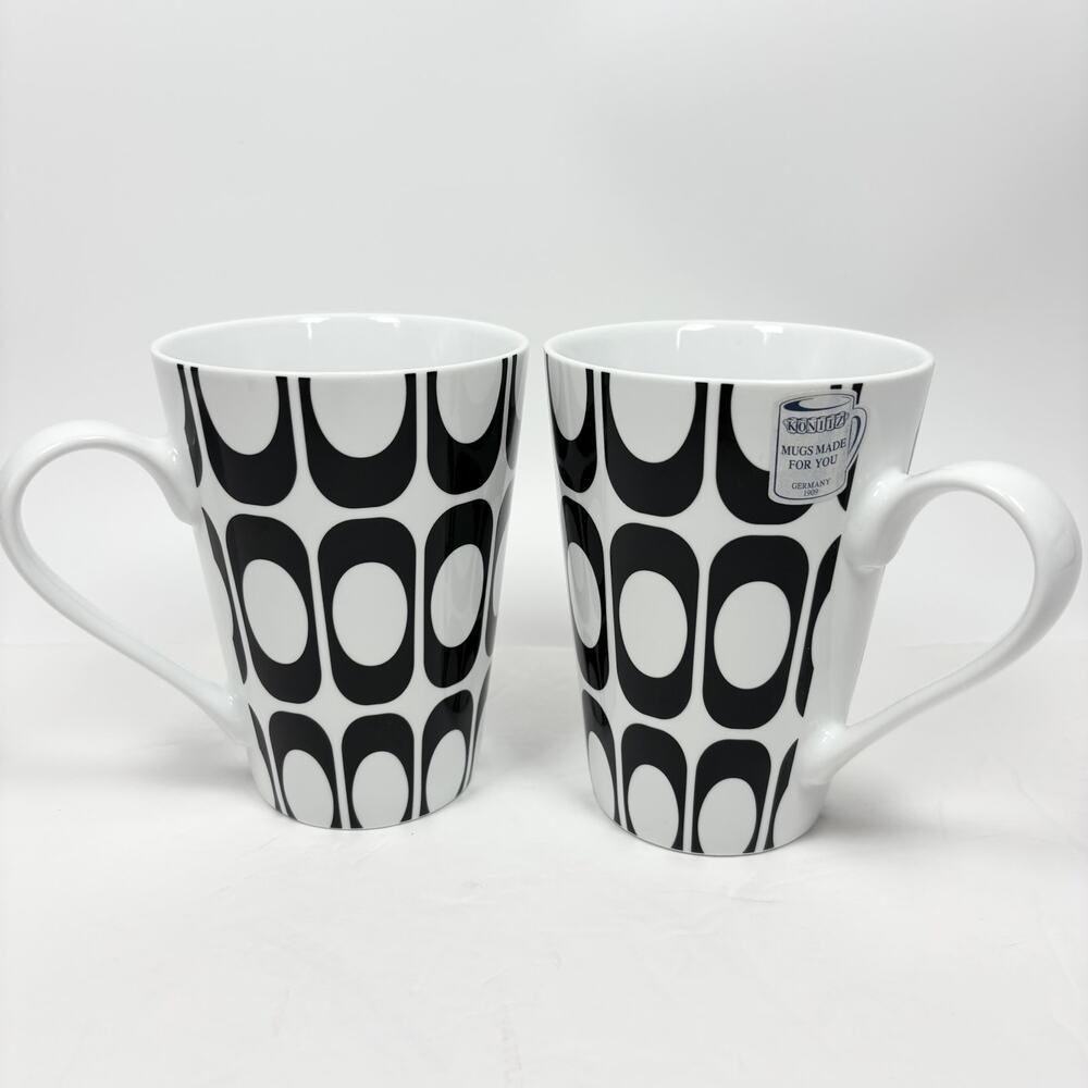 NEW Konitz Germany Coffee Mugs Cups Set of 2 Mid Century Modern Style Thailand